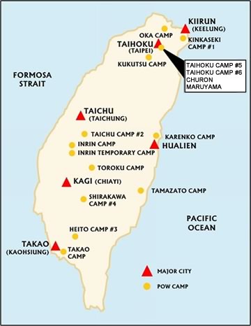 Map of POW Camps on Taiwan (Formosa)